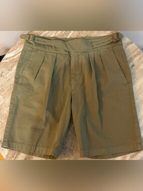 RUBINACCI NAPOLI GURKHA SHORTS GREEN TODD COTTON MANNY PLEATED $590 48/32 SNYDER